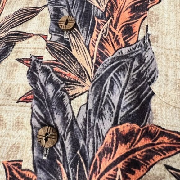 Caribbean Silk Blend Feathers Print Short Sleeve‎ Hawaiian Camp Shirt Mens 2XT - Picture 7 of 12